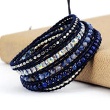 Couples Leather Bracelets Natural Stones Beads Vintage Leather Wrap