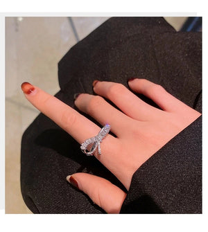 Flash Diamond Bow Ring for Couples