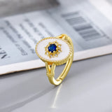 Retro Gemstone Engagement Ring Oval Fritillaria Inlaid High-End Jewelry