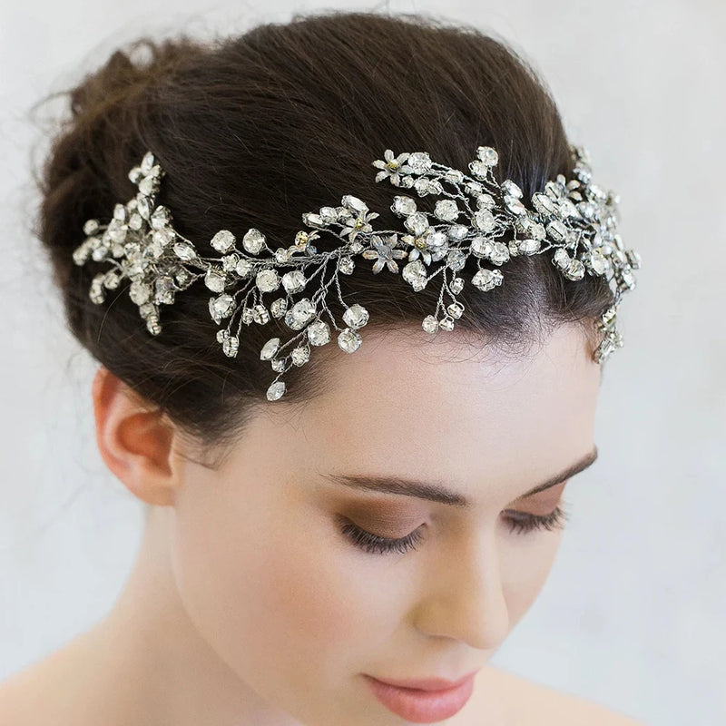Zircon Bridal Headband Tiara Crystal Hairband Wedding Jewelry