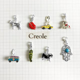 Sterling Silver Hand of Fatima Chameleon Cow Bus Charm Pendant