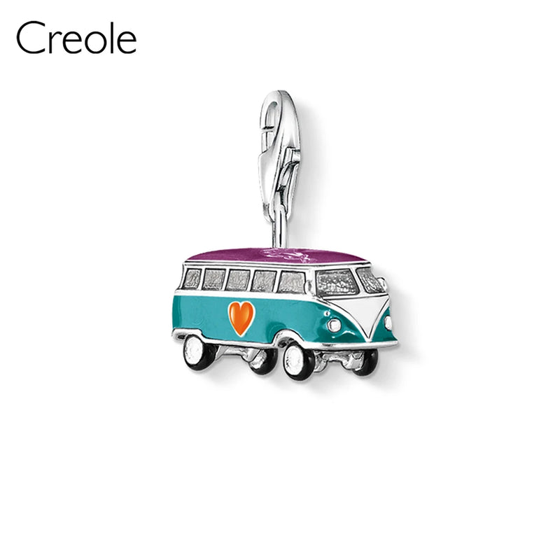 Sterling Silver Hand of Fatima Chameleon Cow Bus Charm Pendant