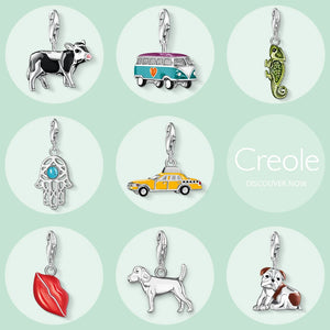 Sterling Silver Hand of Fatima Chameleon Cow Bus Charm Pendant