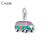 Sterling Silver Hand of Fatima Chameleon Cow Bus Charm Pendant