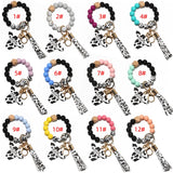 Cow Silicone Beads Leather Tassel Bracelet MAMA Keychain