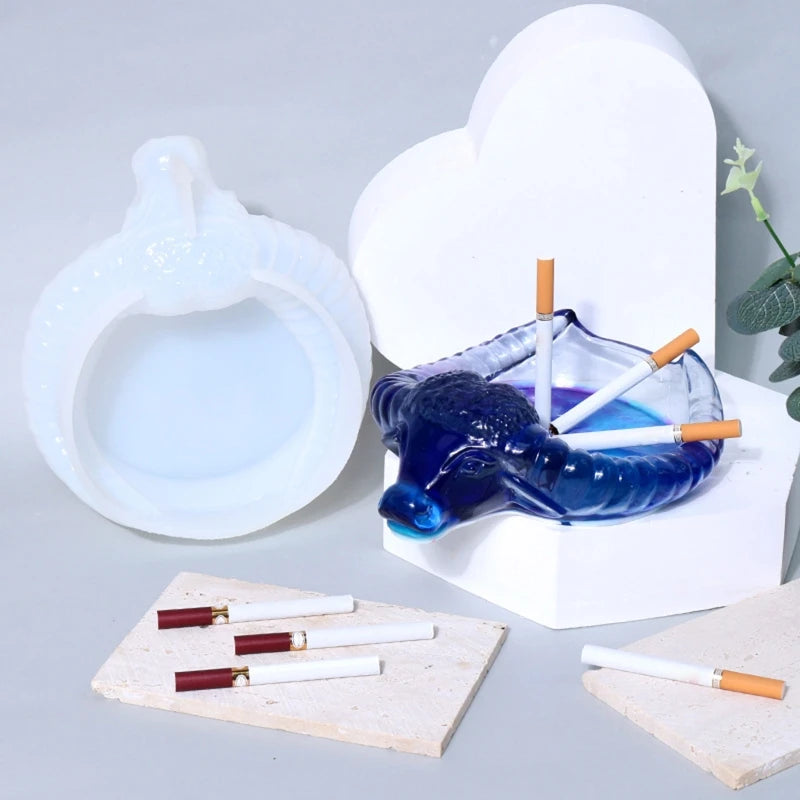 Cow Head Shape Ashtray Box Silicone Mold Jewelry Epoxy Resin Casting DIY Craft