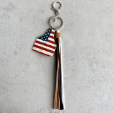 Cow Print Cattle Tag Keychain Western Farm Animal Cow Show Tag and Tassel