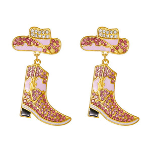 Beaded Boots Dangle Earrings with Faux Pearl & Crystal Pave