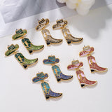 Beaded Boots Dangle Earrings with Faux Pearl & Crystal Pave