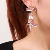 Beaded Boots Dangle Earrings with Faux Pearl & Crystal Pave