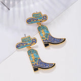 Beaded Boots Dangle Earrings with Faux Pearl & Crystal Pave