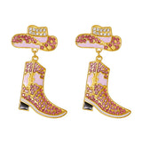 Beaded Boots Dangle Earrings with Faux Pearl & Crystal Pave