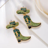 Beaded Boots Dangle Earrings with Faux Pearl & Crystal Pave