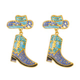Beaded Boots Dangle Earrings with Faux Pearl & Crystal Pave