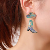 Beaded Boots Dangle Earrings with Faux Pearl & Crystal Pave