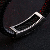 Woven Cowhide Men's Leather Bracelet Vintage Steel Jewelry