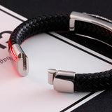 Woven Cowhide Men's Leather Bracelet Vintage Steel Jewelry