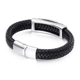 Woven Cowhide Men's Leather Bracelet Vintage Steel Jewelry