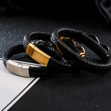 Cowhide Woven Multi-Layer Men's Leather Bracelet Stainless Steel Retro Rope