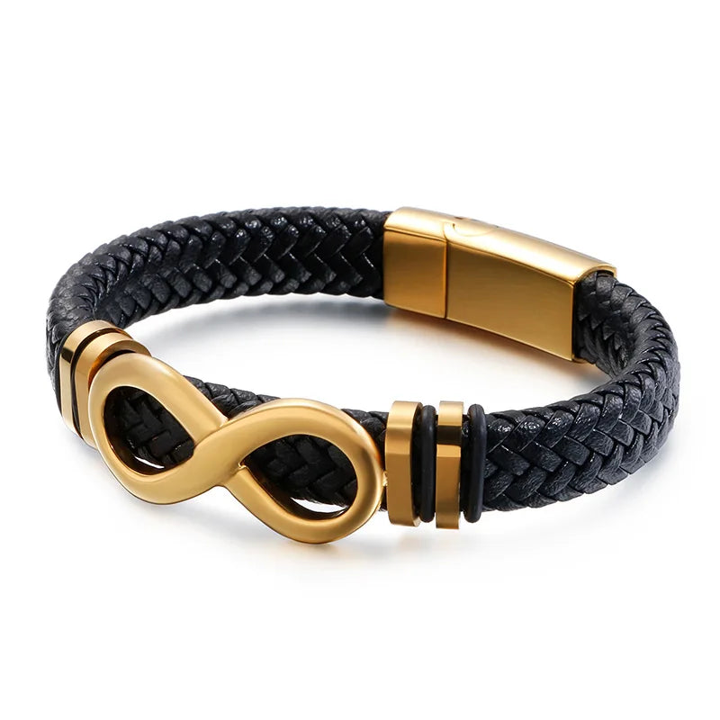 Cowhide Woven Multi-Layer Men's Leather Bracelet Stainless Steel Retro Rope
