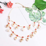 Cowrie Shell Layer Necklace Women Bib Necklace for Beach Costume