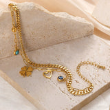 Natural Stone Devil's Eye Charm Bracelet Stainless Steel Bracelet