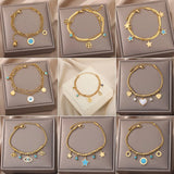 Natural Stone Devil's Eye Charm Bracelet Stainless Steel Bracelet