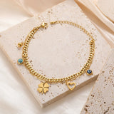 Natural Stone Devil's Eye Charm Bracelet Stainless Steel Bracelet
