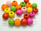 Bright Candy Colour Wood Beads 4-14mm Round Spacer DIY Craft Mixed