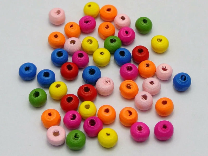 Bright Candy Colour Wood Beads 4-14mm Round Spacer DIY Craft Mixed