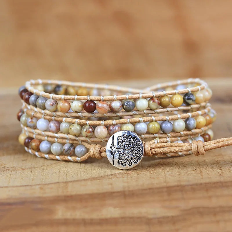 Natural Stone Woven Multi-layer Bracelet Evil Eye Charms