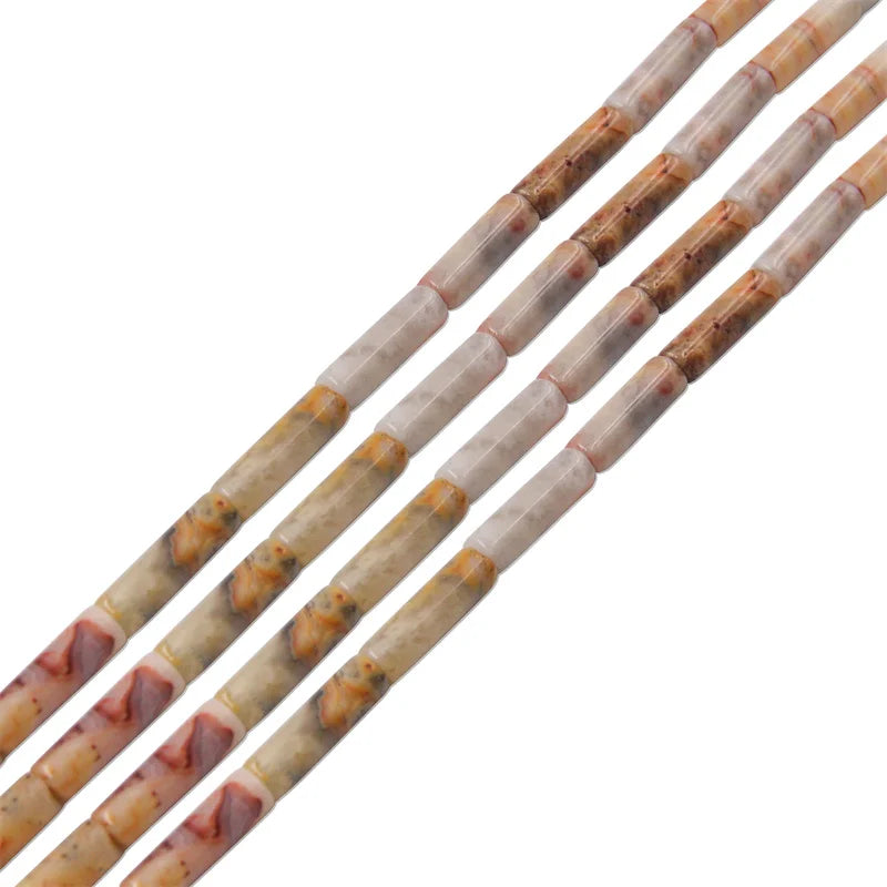 Crazy Lace Agate Stone Beads Tube Shape 4x13mm