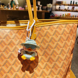 Crazy Zoo Straw Hat Panda Cat Keyring Music Animal Doll Pendant Keychain