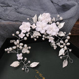 Cream Flower Hairband Wedding Pearls Head Accessories