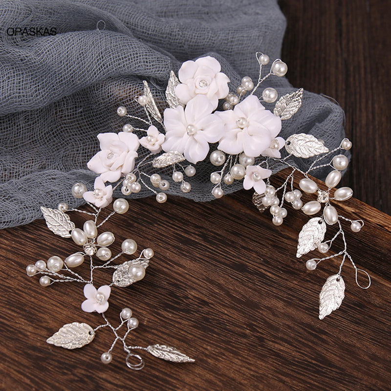 Cream Flower Hairband Wedding Pearls Head Accessories