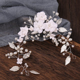 Cream Flower Hairband Wedding Pearls Head Accessories
