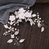 Cream Flower Hairband Wedding Pearls Head Accessories