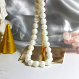 8mm Shell Pearl Wedding Necklace S925 Sterling Silver Chain Women