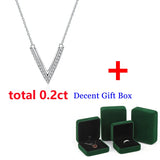 Diamond V Letter Pendant Necklace Sterling Silver Moissanite Necklace