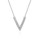 Diamond V Letter Pendant Necklace Sterling Silver Moissanite Necklace