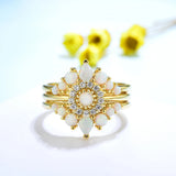 Opal Gemstone Ring Set 925 Sterling Silver Fine Jewelry for Wedding Engagement