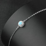 Opal Stone Bracelet 925 Silver Chain CZ Fine Jewelry