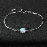 Opal Stone Bracelet 925 Silver Chain CZ Fine Jewelry