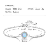 Opal Stone Bracelet 925 Silver Chain CZ Fine Jewelry