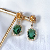 Elegant CZ Drop Earrings 14K Silver Geometric Dangle Wedding Engagement