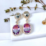 Elegant CZ Drop Earrings 14K Silver Geometric Dangle Wedding Engagement