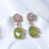 Elegant CZ Drop Earrings 14K Silver Geometric Dangle Wedding Engagement