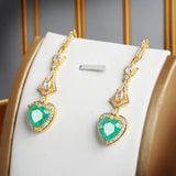 Elegant 18K Paraiba Sapphire Heart Earrings with Diamonds