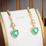 Elegant 18K Paraiba Sapphire Heart Earrings with Diamonds