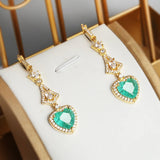 Elegant 18K Paraiba Sapphire Heart Earrings with Diamonds